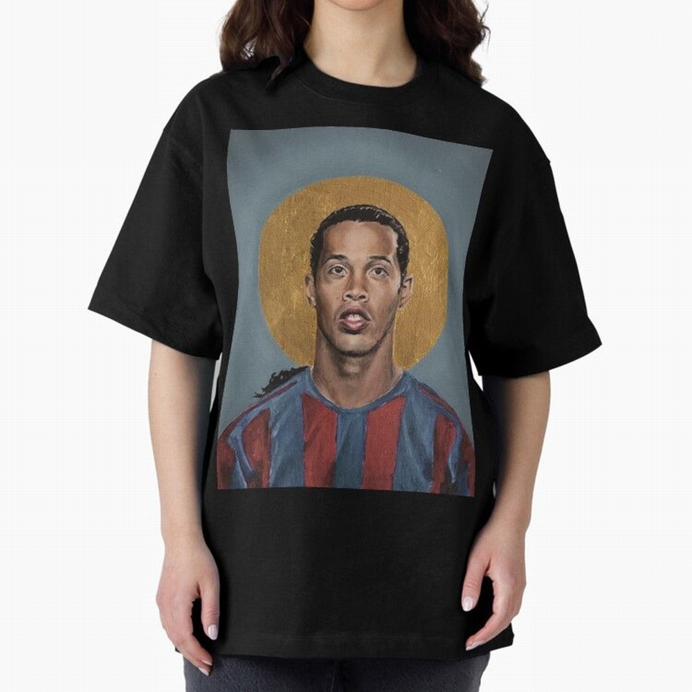 Art Ronaldinho Painting Oversized T-Shirt Feel Match Day Hype around FIFA World Cup 2026 USA Canada Mexico, Haaland and Mbappe, Spain, Match Day Excitement, Supporter Culture, Golden Goals and Global Football Passion; Perfect for People Who Love