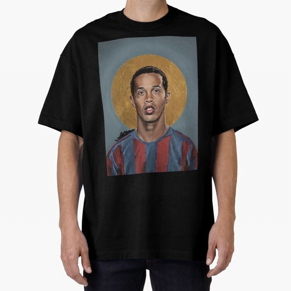 Art Ronaldinho Painting Oversized T-Shirt Feel Match Day Hype around FIFA World Cup 2026 USA Canada Mexico, Haaland and Mbappe, Spain, Match Day Excitement, Supporter Culture, Golden Goals and Global Football Passion; Perfect for People Who Love