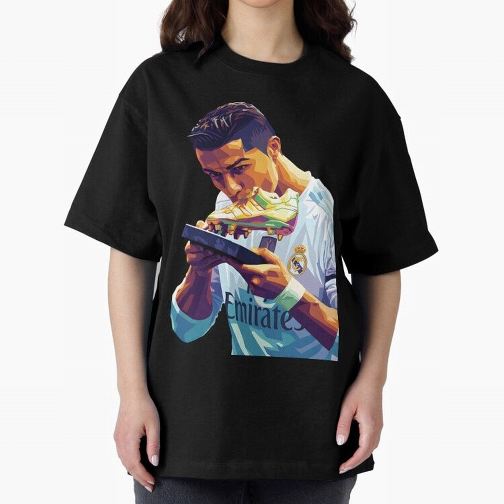 Ronaldo pop art Oversized T-Shirt Feel the Trophy Chase of FIFA World Cup 2026 USA Canada Mexico Spirit, Built around Spain and Netherlands, Messi, Vintage Soccer Flavor, Modern Football Stars, National Flags and Final Night Emotion; Perfect for