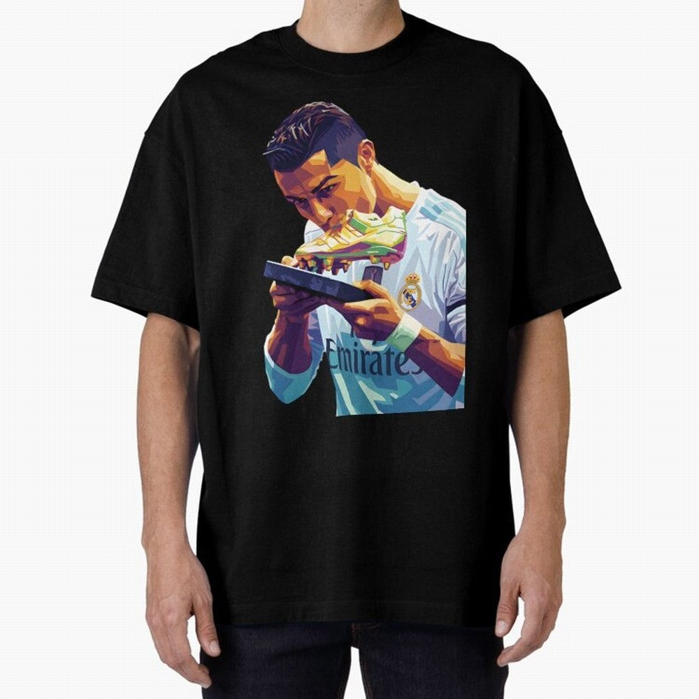 Ronaldo pop art Oversized T-Shirt Feel the Trophy Chase of FIFA World Cup 2026 USA Canada Mexico Spirit, Built around Spain and Netherlands, Messi, Vintage Soccer Flavor, Modern Football Stars, National Flags and Final Night Emotion; Perfect for