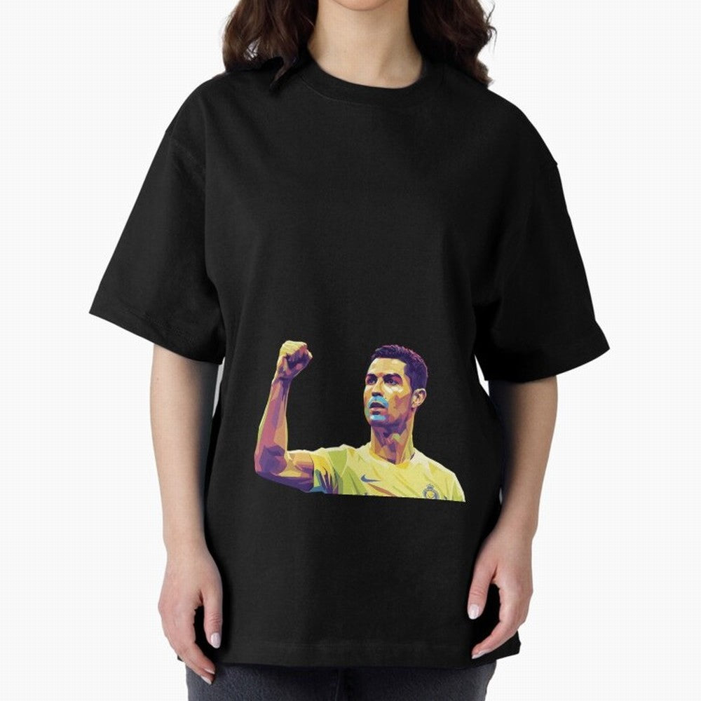 Ronaldo pop art Oversized T-Shirt Celebrate National Team Dreams in the FIFA World Cup 2026 Group Stage Journey through CR7 and Messi Highlights, England and Germany Pride, Champion Mindset, Group Stage Buzz, Knockout Tension and Passionate Fan
