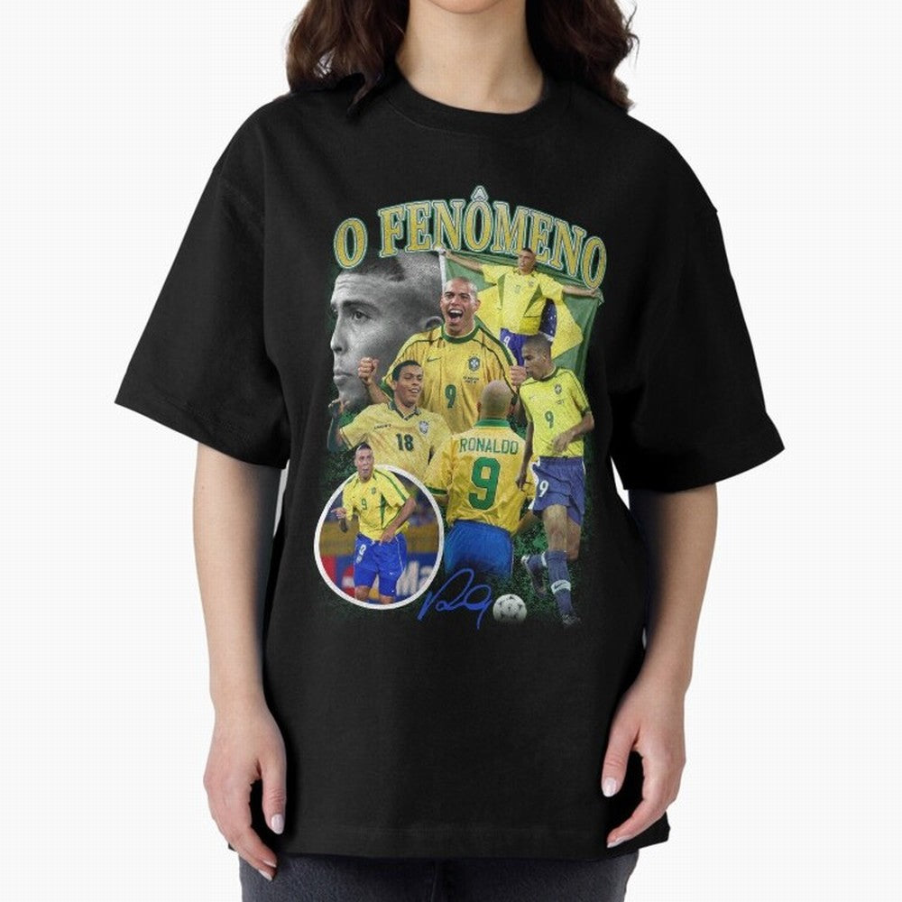 O Fenomeno Ronaldo Oversized T-Shirt Show Your Love for FIFA World Cup 2026 Spirit, Highlighting Spain, CR7 and Messi, Vintage Soccer Flavor, Modern Football Stars, National Flags and Final Night Emotion; Perfect for People Who Love Argentina,