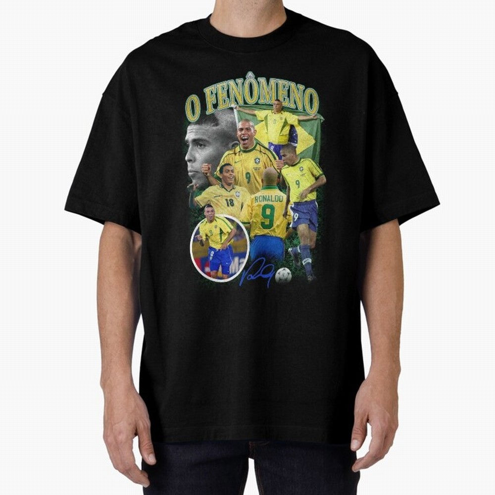 O Fenomeno Ronaldo Oversized T-Shirt Show Your Love for FIFA World Cup 2026 Spirit, Highlighting Spain, CR7 and Messi, Vintage Soccer Flavor, Modern Football Stars, National Flags and Final Night Emotion; Perfect for People Who Love Argentina,