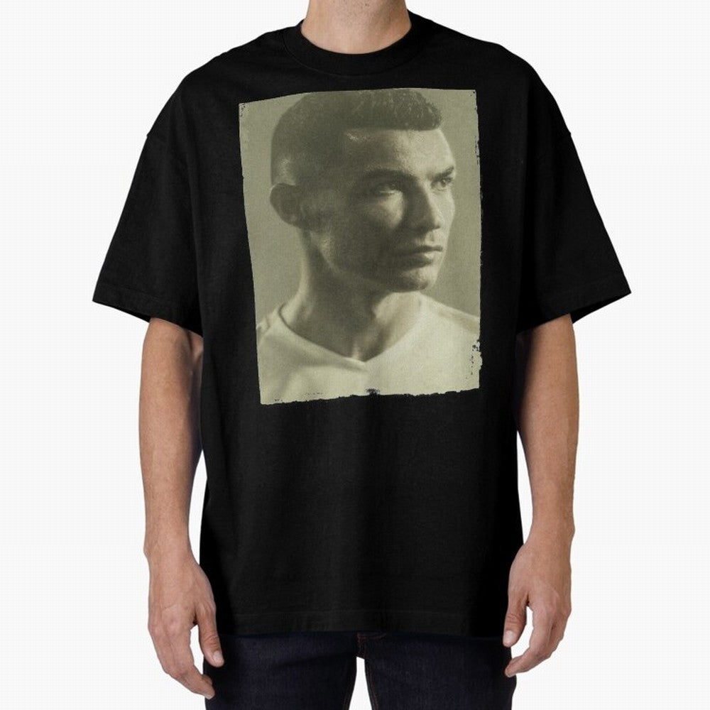 Cristiano Ronaldo Fan Art Oversized T-Shirt Represent the Passion of the FIFA World Cup 2026 Group Stage Journey through Haaland Highlights, Spain Pride, Stadium Memories, Football Loyalty, International Chants and Championship Tradition; Made for