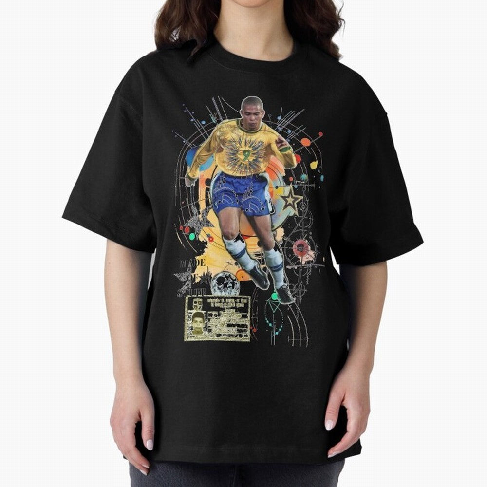 Ronaldo Nazario Football Playmaker Oversized T-Shirt Celebrate Golden Goal Energy in FIFA World Cup 2026 USA Canada Mexico Inspired by Mbappe, Netherlands Energy, Tournament Hype, Historic Matchups, Family Viewing Parties and Global Sports Pride;