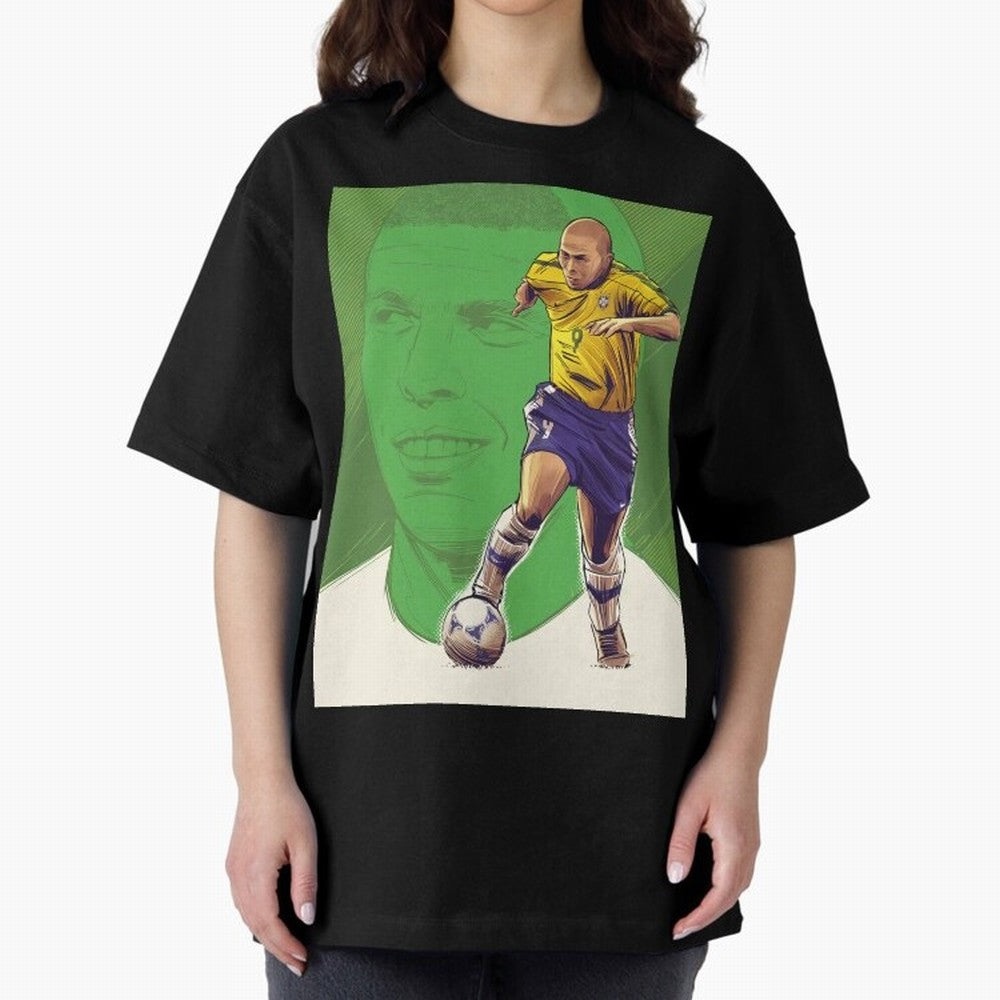 Wallpaper Ronaldo Nazario Oversized T-Shirt Celebrate Soccer Greatness during Match Day Hype around FIFA World Cup 2026, Messi, Brazil, Vintage Soccer Flavor, Modern Football Stars, National Flags and Final Night Emotion; Made for Collectors Who