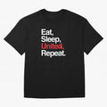 Eat, Sleep, United, Repeat - Funny Manchester United Quote Oversized T-Shirt Showcase FIFA World Cup 2026 USA Canada Mexico Spirit, Connected to England, Mbappe and Neymar, Stadium Memories, Football Loyalty, International Chants and Championship