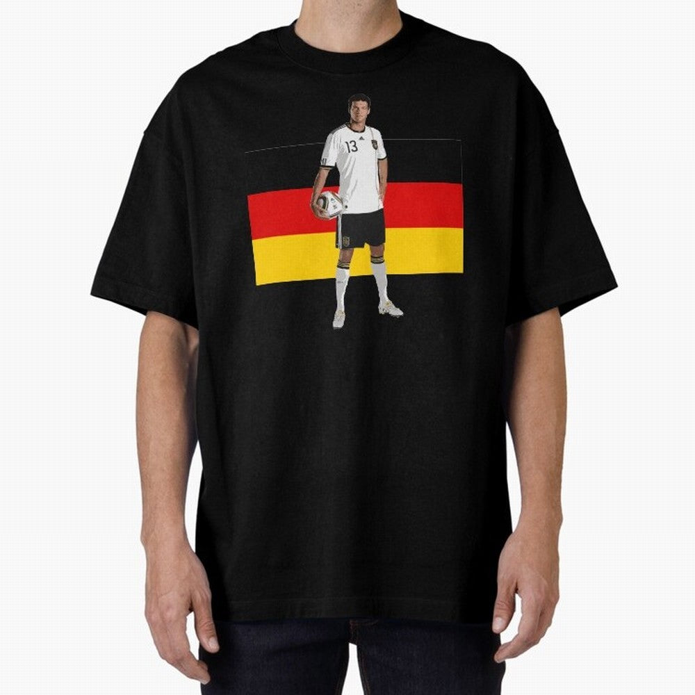 Michael Ballack - German Football Legend Oversized T-Shirt Showcase FIFA World Cup 2026 Group Stage Spirit, Featuring Netherlands, Cristiano Ronaldo, Stadium Memories, Football Loyalty, International Chants and Championship Tradition; Perfect for