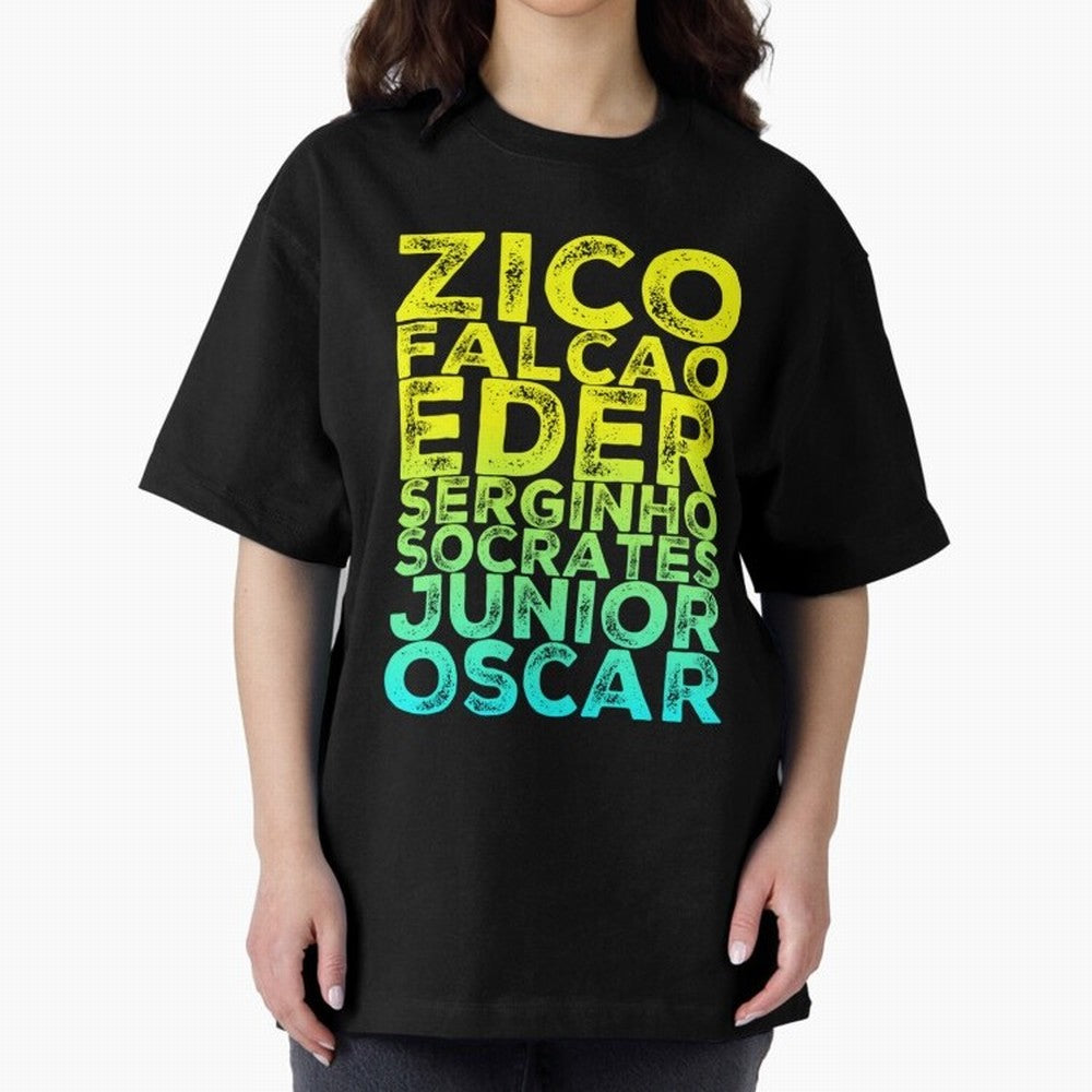 Brazil 1982 zico socrates eder best team never to win world cup79 Oversized T-Shirt Bring World Football Passion into the FIFA World Cup 2026 Journey through Messi Highlights, France and Portugal Pride, Fan Favorite Moments, National Team Passion,