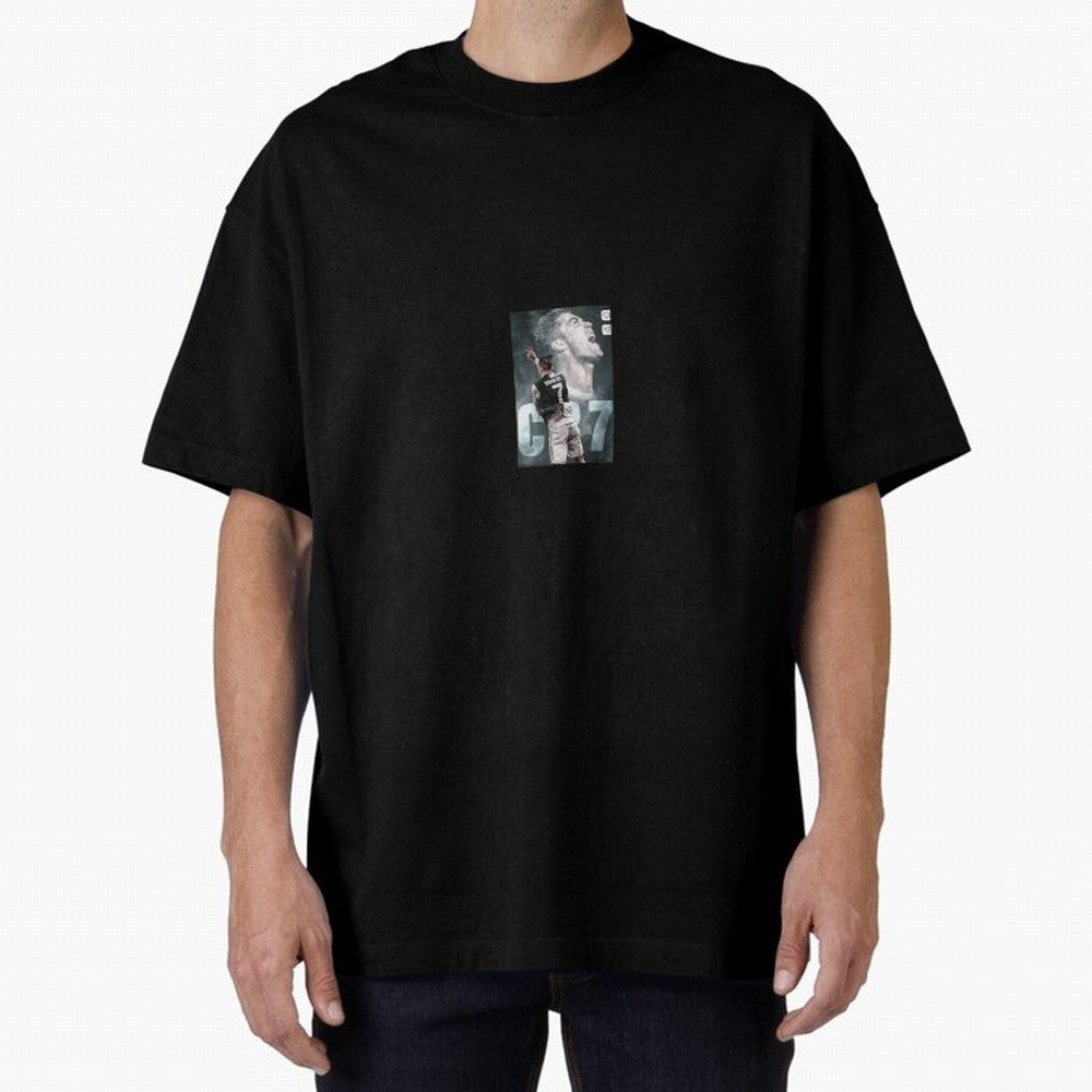 Ronaldo sticker Oversized T-Shirt Build Match Day Hype around FIFA World Cup 2026 USA Canada Mexico, CR7, Spain, Soccer Culture, Superstar Moments, National Team Dreams and Competitive Fire; Ideal for Fans Who Follow Messi, Cristiano Ronaldo, CR7,
