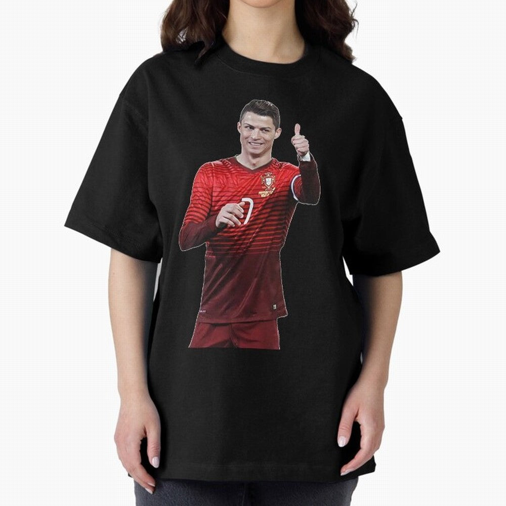 Ronaldo Thumbs Up Oversized T-Shirt Celebrate the Magic of Match Day Hype around FIFA World Cup 2026, Messi and Cristiano Ronaldo, Brazil, Football History, Final Match Energy, Crowd Noise and Once in a Lifetime Moments; Perfect for Fans,