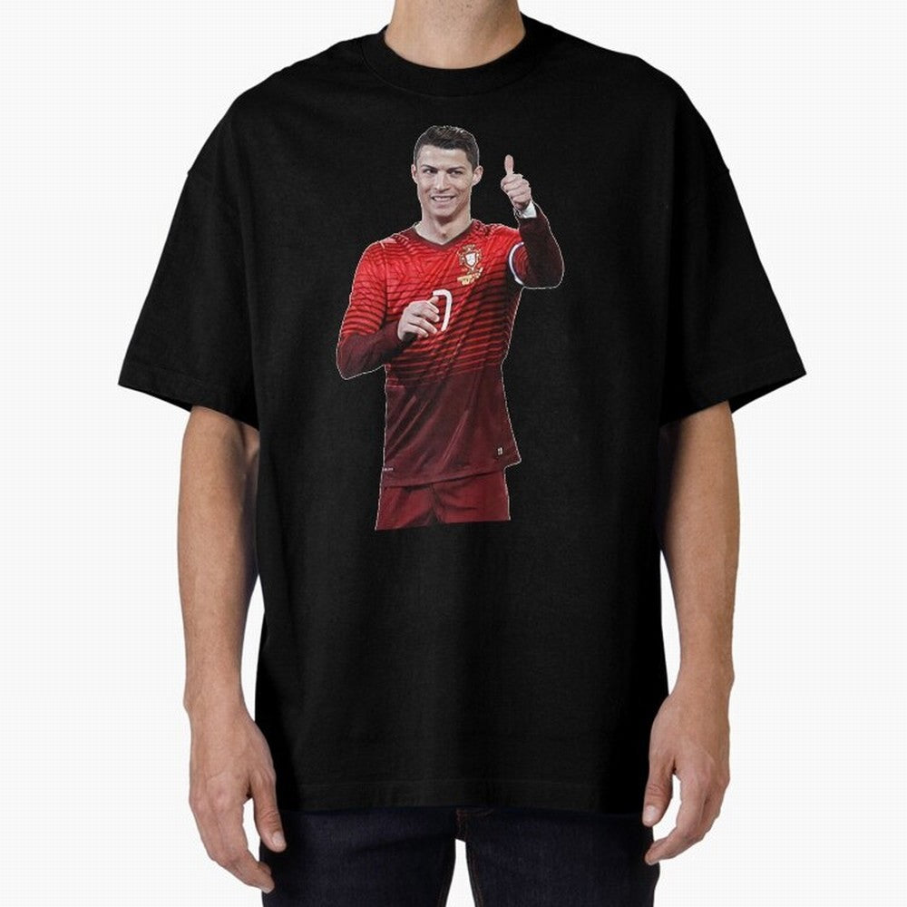Ronaldo Thumbs Up Oversized T-Shirt Celebrate the Magic of Match Day Hype around FIFA World Cup 2026, Messi and Cristiano Ronaldo, Brazil, Football History, Final Match Energy, Crowd Noise and Once in a Lifetime Moments; Perfect for Fans,