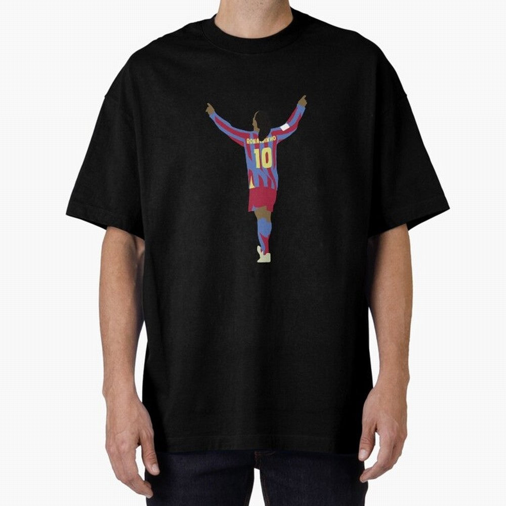 Ronaldinho FC Barcelona Oversized T-Shirt Cheer for Global Football Passion for FIFA World Cup 2026, Capturing CR7 and Messi, England and Germany, Fan Favorite Moments, National Team Passion, Big Match Drama and Soccer History; Great for Watch