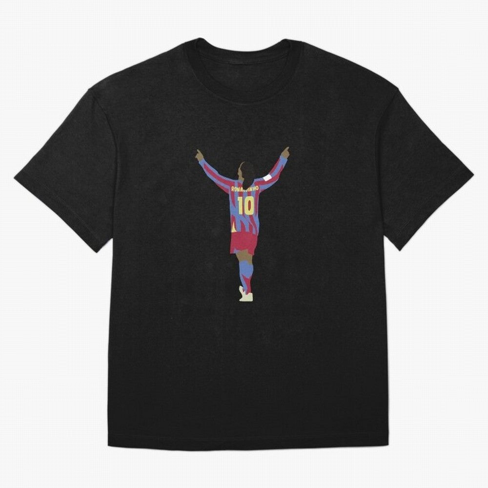 Ronaldinho FC Barcelona Oversized T-Shirt Cheer for Global Football Passion for FIFA World Cup 2026, Capturing CR7 and Messi, England and Germany, Fan Favorite Moments, National Team Passion, Big Match Drama and Soccer History; Great for Watch