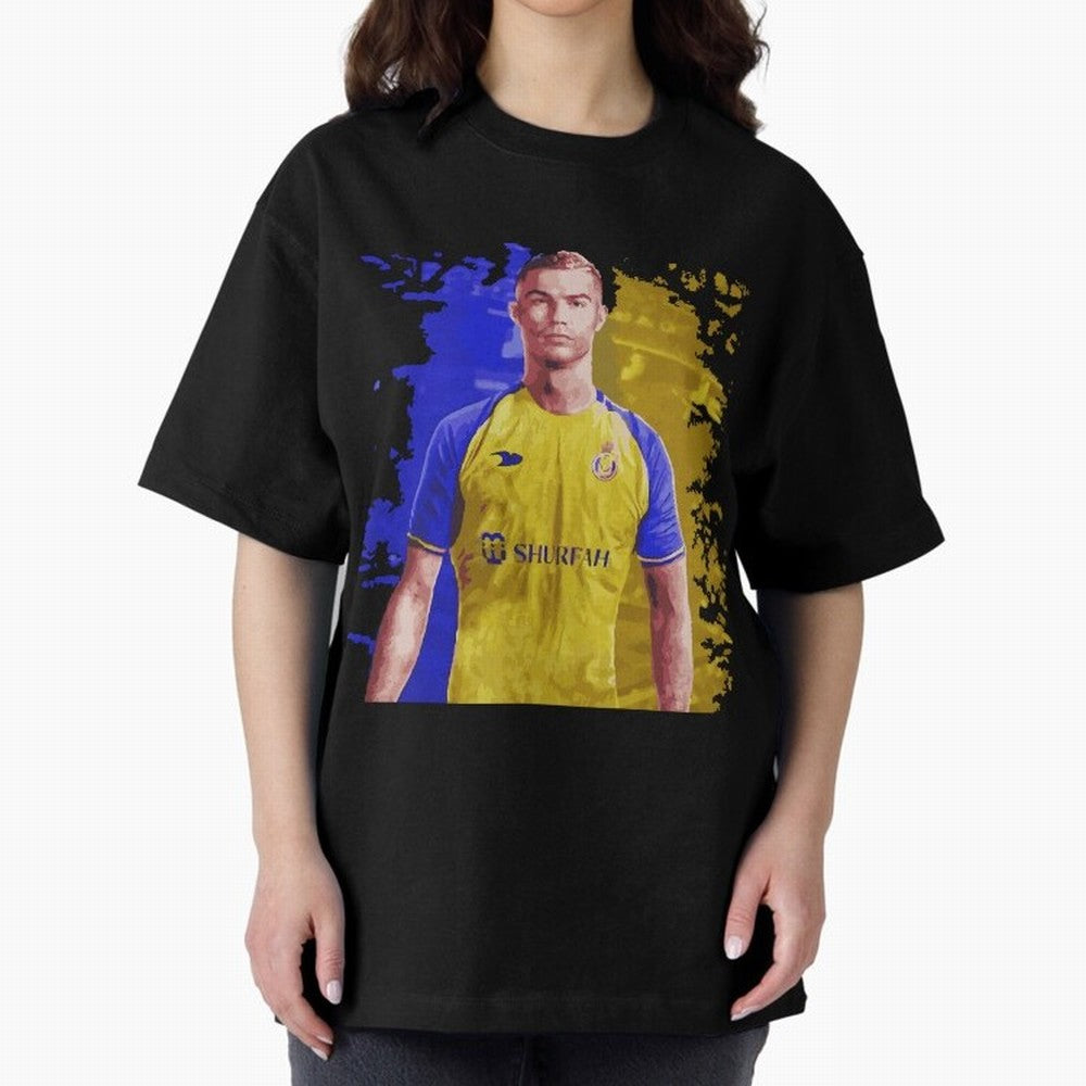 Ronaldo CR7 al nassr Oversized T-Shirt Feel International Energy from Global Football Passion for FIFA World Cup 2026, Highlighting Messi, Neymar and Mbappe, Brazil, Portugal and Argentina, Football Festival Excitement, Trophy Ambitions, Country