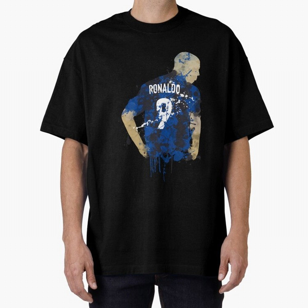 Ronaldo Number 9 Art Oversized T-Shirt Feel the Heartbeat of FIFA World Cup 2026 USA Canada Mexico Spirit, with Brazil, Mbappe, Match Day Excitement, Supporter Culture, Golden Goals and Global Football Passion; Perfect for Fans, Collectors, Family