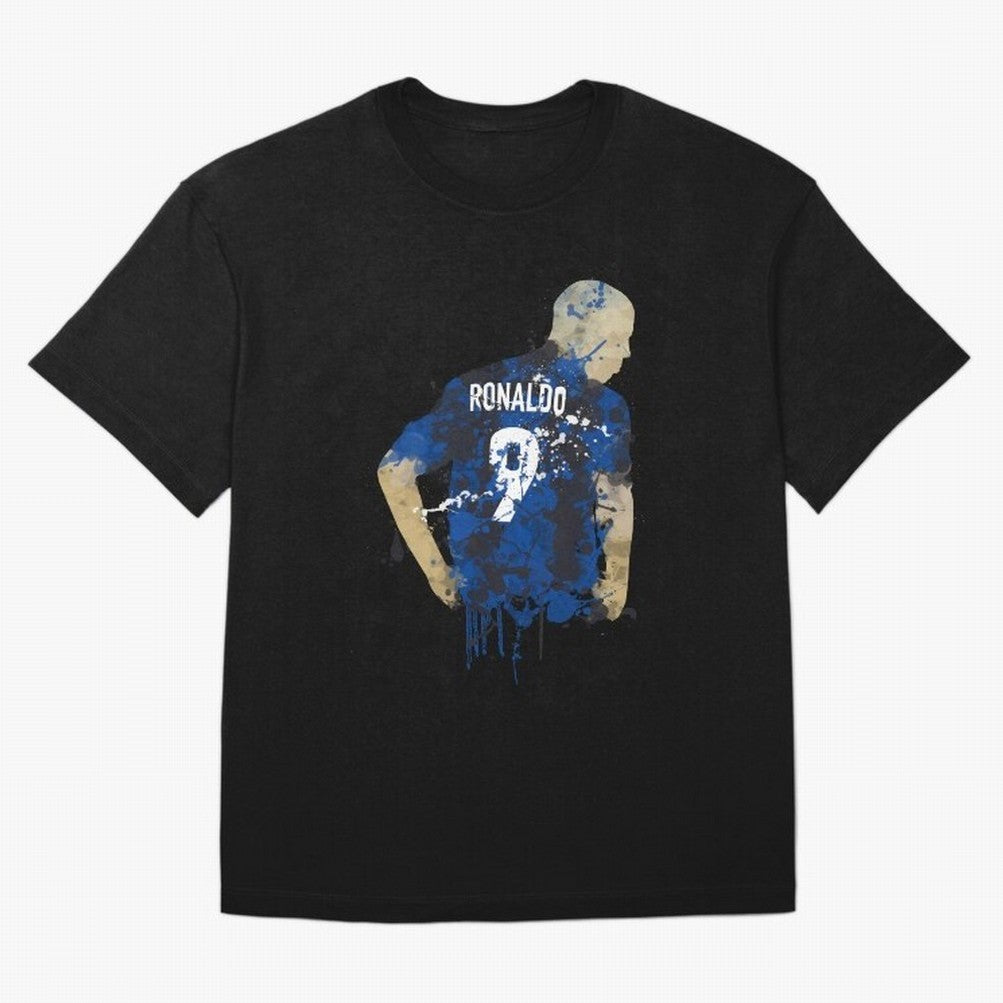 Ronaldo Number 9 Art Oversized T-Shirt Feel the Heartbeat of FIFA World Cup 2026 USA Canada Mexico Spirit, with Brazil, Mbappe, Match Day Excitement, Supporter Culture, Golden Goals and Global Football Passion; Perfect for Fans, Collectors, Family