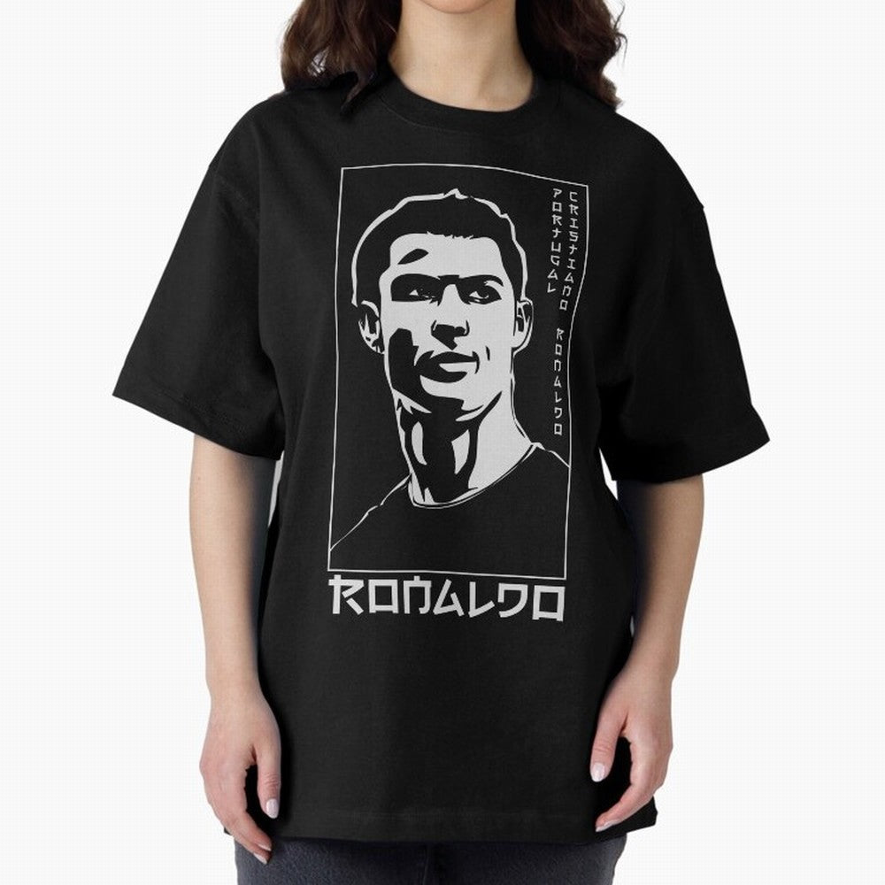 Ronaldo Japanese Style Portrait art illustration Oversized T-Shirt Celebrate Golden Goal Energy in the FIFA World Cup 2026 USA Canada Mexico Journey through Messi, Neymar and Mbappe Highlights, Brazil, Portugal and Argentina Pride, Vintage Soccer