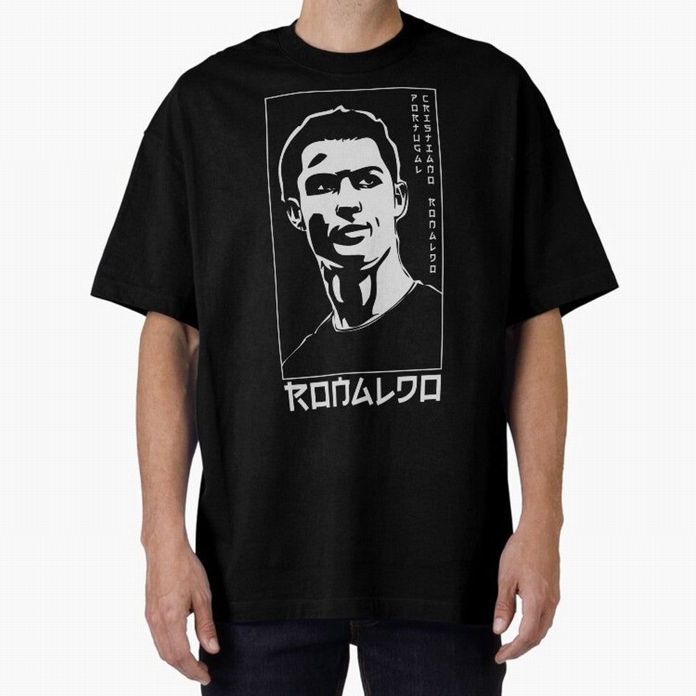 Ronaldo Japanese Style Portrait art illustration Oversized T-Shirt Celebrate Golden Goal Energy in the FIFA World Cup 2026 USA Canada Mexico Journey through Messi, Neymar and Mbappe Highlights, Brazil, Portugal and Argentina Pride, Vintage Soccer