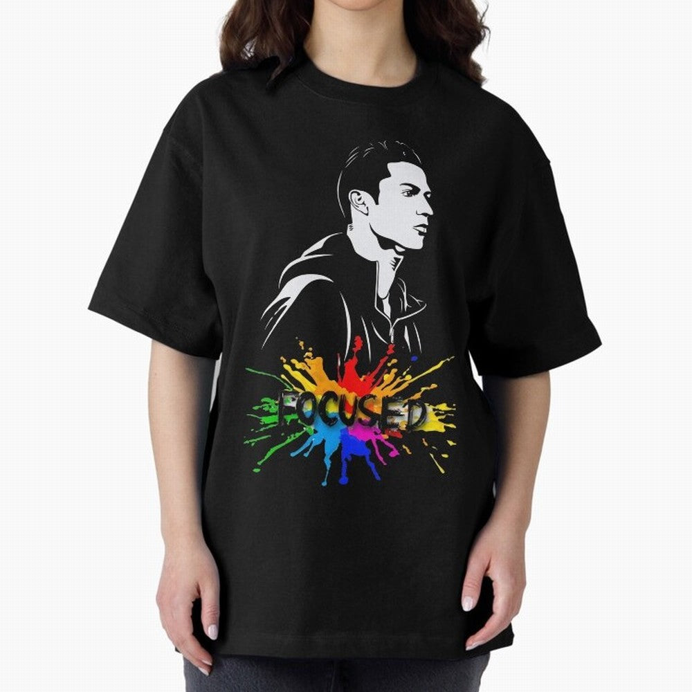 Christiano Ronaldo Focused Oversized T-Shirt Upgrade the FIFA World Cup 2026 Group Stage Journey through Messi Highlights, France and Portugal Pride, Classic Soccer Heritage, Championship Pressure, Fan Loyalty and International Pride; Made for