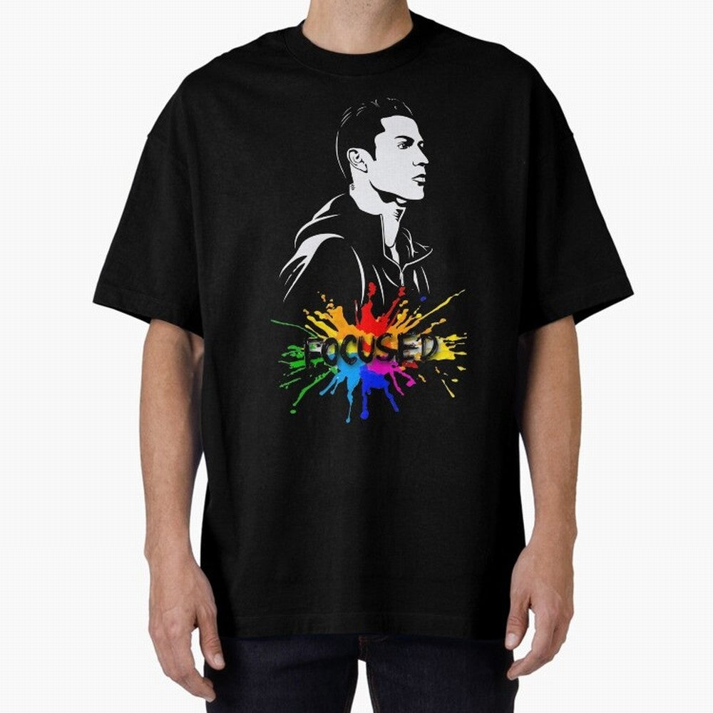 Christiano Ronaldo Focused Oversized T-Shirt Upgrade the FIFA World Cup 2026 Group Stage Journey through Messi Highlights, France and Portugal Pride, Classic Soccer Heritage, Championship Pressure, Fan Loyalty and International Pride; Made for