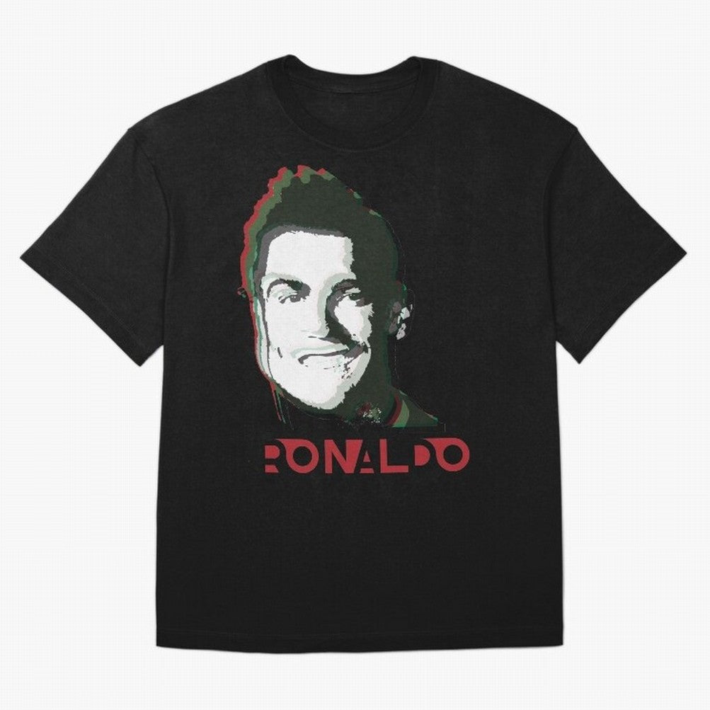 Portugal Football Captain Cristiano Ronaldo 3D Anaglyph Portrait Oversized T-Shirt Enjoy the Biggest Football Party of FIFA World Cup 2026 Group Stage Featuring Messi, Neymar and Mbappe, England, France and Netherlands Energy, Match Day Excitement,