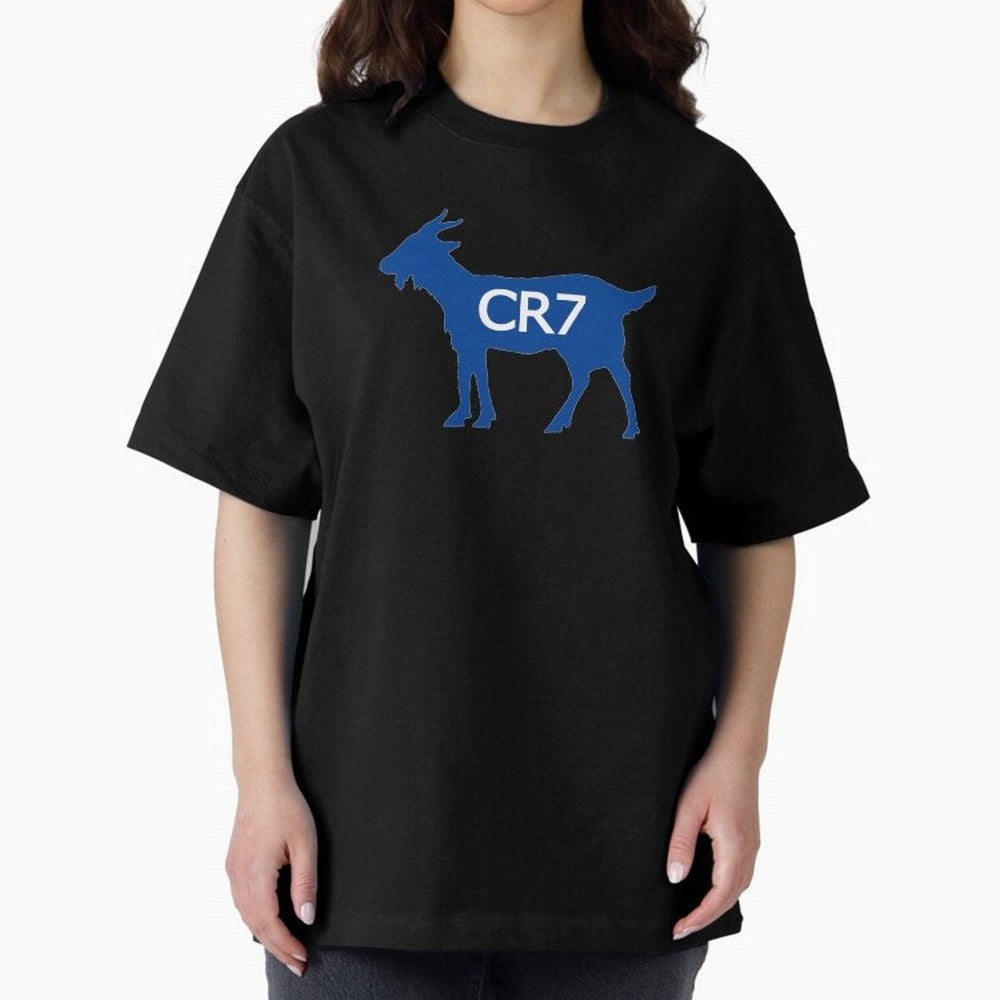 CR7 GOAT Blue Oversized T-Shirt Honor Champions and Dreams in Match Day Hype around FIFA World Cup 2026 USA Canada Mexico, Messi, Spain, Football Festival Excitement, Trophy Ambitions, Country Rivalries and Star Player Buzz; Built for Supporters