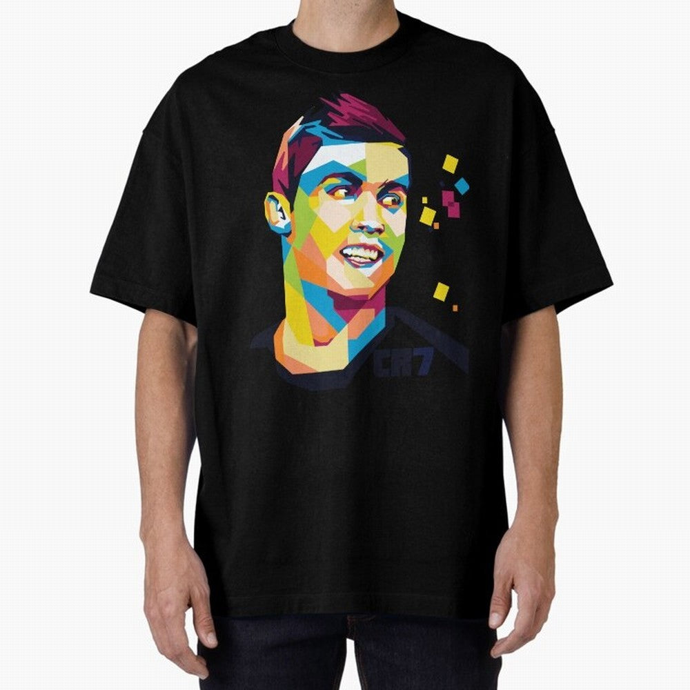 Cristiano Ronaldo Oversized T-Shirt Celebrate National Team Dreams in Global Football Passion for FIFA World Cup 2026 Group Stage, Capturing CR7, Brazil, Vintage Soccer Flavor, Modern Football Stars, National Flags and Final Night Emotion; Built