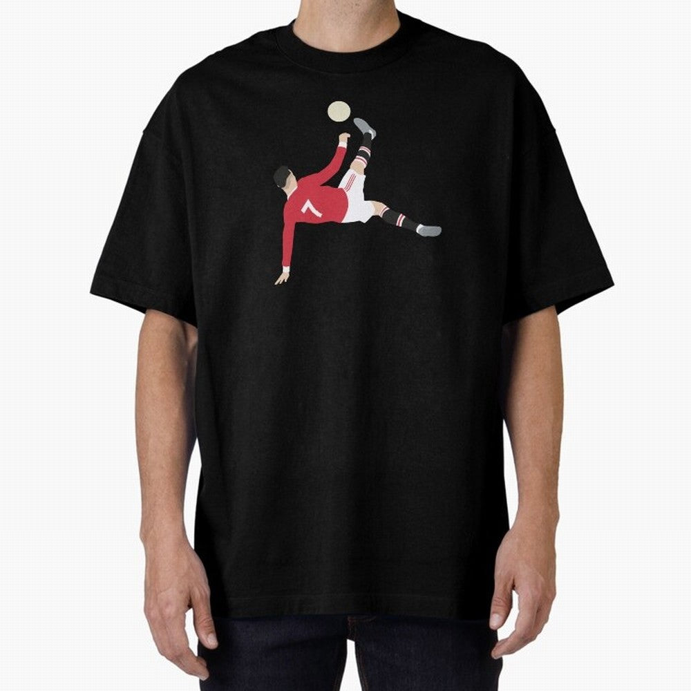 Cristiano Ronaldo Bicycle Kick MUFC Oversized T-Shirt Make Memories around FIFA World Cup 2026 Group Stage for Fans of Mbappe and Neymar and Spain, Bringing Football Passion, Legendary Performances, Festival Vibes and Supporter Community; Created