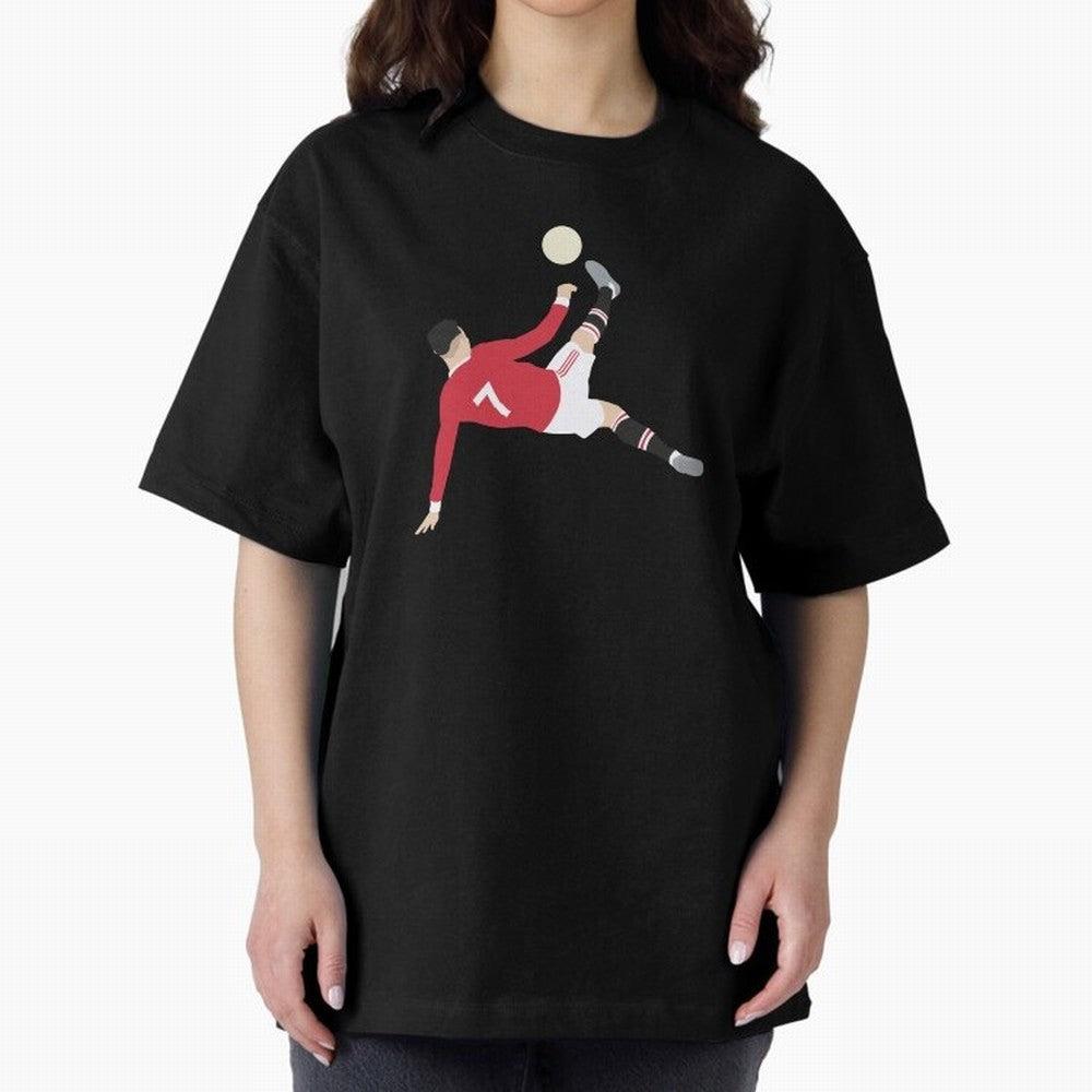 Cristiano Ronaldo Bicycle Kick MUFC Oversized T-Shirt Make Memories around FIFA World Cup 2026 Group Stage for Fans of Mbappe and Neymar and Spain, Bringing Football Passion, Legendary Performances, Festival Vibes and Supporter Community; Created