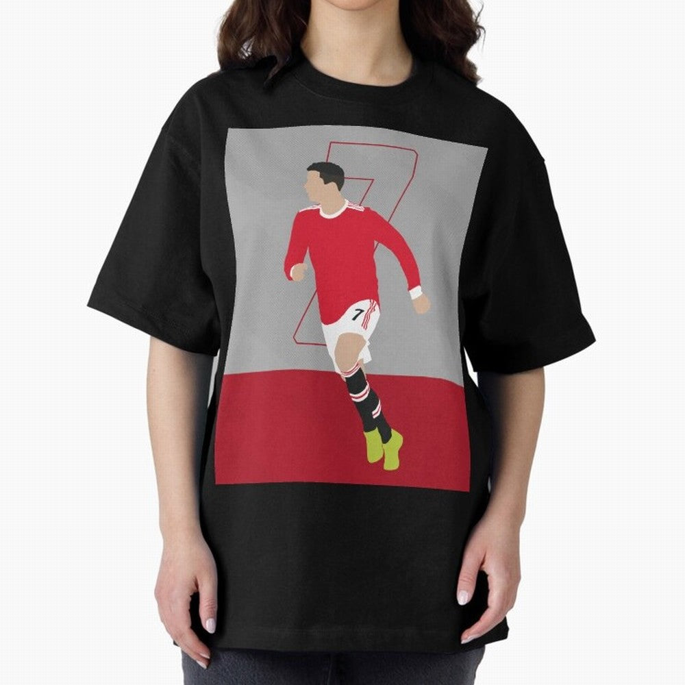 Cristiano Ronaldo 2021/22 Illustration Oversized T-Shirt Bring Trophy Dreams to Global Football Passion for FIFA World Cup 2026, Filled with Cristiano Ronaldo, Haaland and CR7, Germany, Sports Nostalgia, International Competition, Famous Players