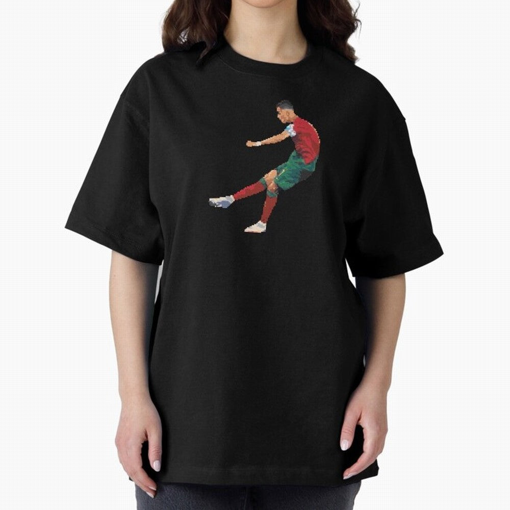 Cristiano Ronaldo Oversized T-Shirt Carry National Pride through Match Day Hype around FIFA World Cup 2026, Messi and Cristiano Ronaldo, France, Championship Spirit, Famous Goals, Roaring Crowds and International Football Unity; Created for Match
