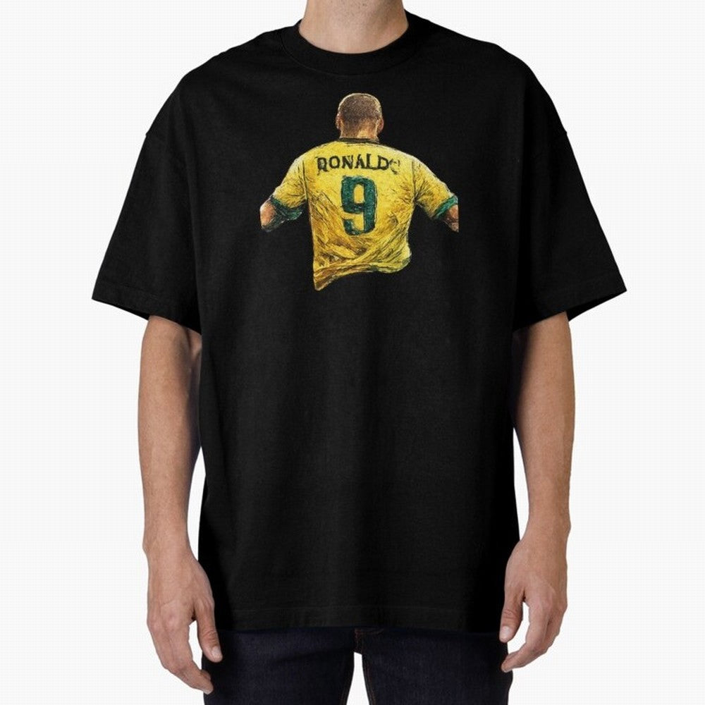 Brazilian Football Legend No.9 Vintage Streetwear Design Oversized T-Shirt Bring a Champion Mindset to the FIFA World Cup 2026 Journey through Messi and Cristiano Ronaldo Highlights, Argentina Pride, Vintage Soccer Flavor, Modern Football Stars,