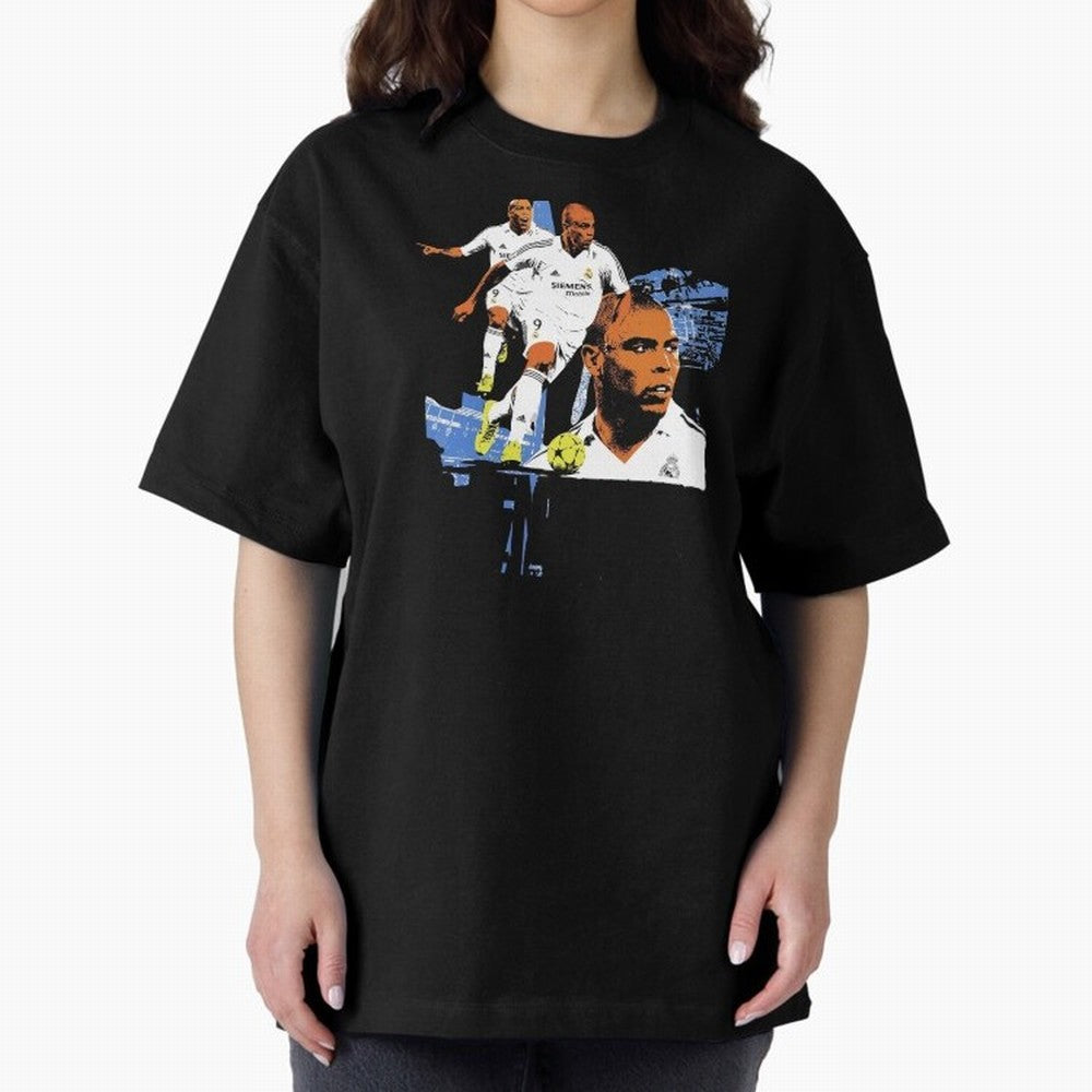 RonaldoO Fen?meno Vintage Football Bootleg Oversized T-Shirt Elevate the FIFA World Cup 2026 Group Stage Journey through Messi and Cristiano Ronaldo Highlights, Spain Pride, Vintage Soccer Flavor, Modern Football Stars, National Flags and Final