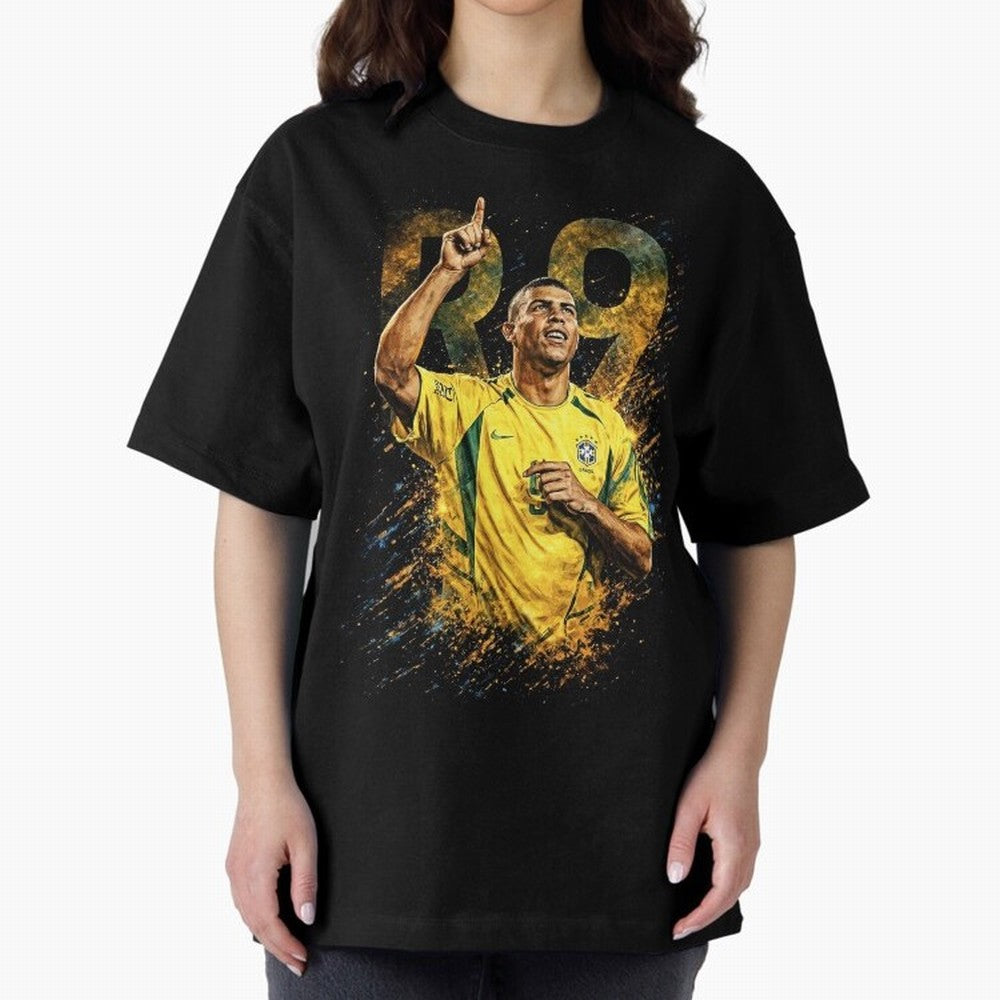 R9 Ronaldo Football Legend Oversized T-Shirt Support Your Favorite Stars during the FIFA World Cup 2026 USA Canada Mexico Journey through Messi, Neymar and Mbappe Highlights, Argentina, France and Brazil Pride, Vintage Soccer Flavor, Modern