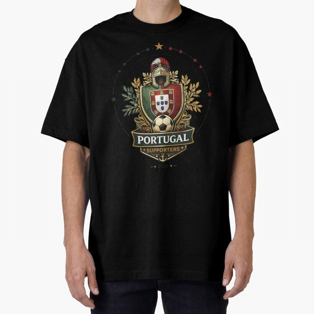 Portugal 2026 Football Crest ¨C Portuguese Soccer Supporters Pride Design Oversized T-Shirt Treasure FIFA World Cup 2026 USA Canada Mexico Spirit, Driven by Portugal, Spain and Germany, Messi and Cristiano Ronaldo, Goal Celebration Energy,