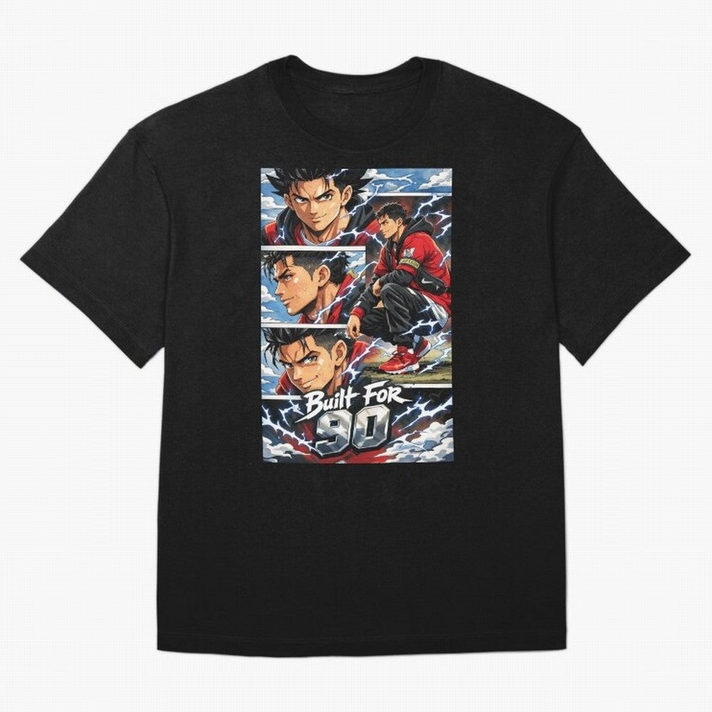 Built for 90 ¨C Anime Streetwear Football Art Oversized T-Shirt Share the Excitement of FIFA World Cup 2026 for Fans of Messi, CR7 and Mbappe and Spain and Netherlands, Bringing Sports Nostalgia, International Competition, Famous Players and