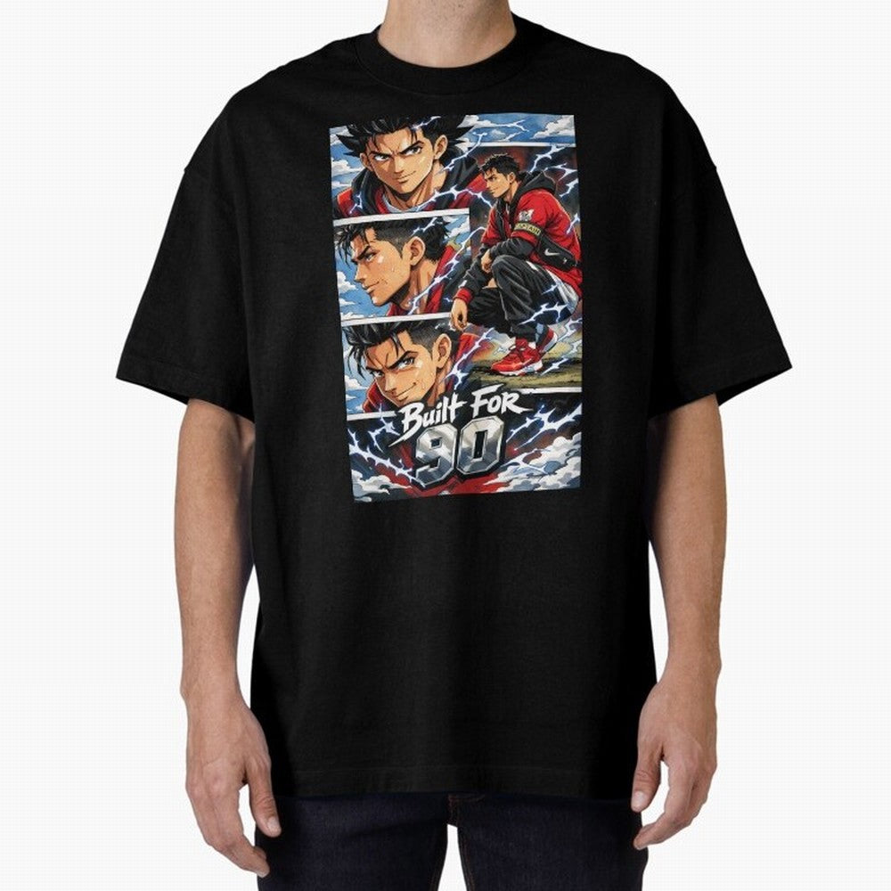 Built for 90 ¨C Anime Streetwear Football Art Oversized T-Shirt Share the Excitement of FIFA World Cup 2026 for Fans of Messi, CR7 and Mbappe and Spain and Netherlands, Bringing Sports Nostalgia, International Competition, Famous Players and
