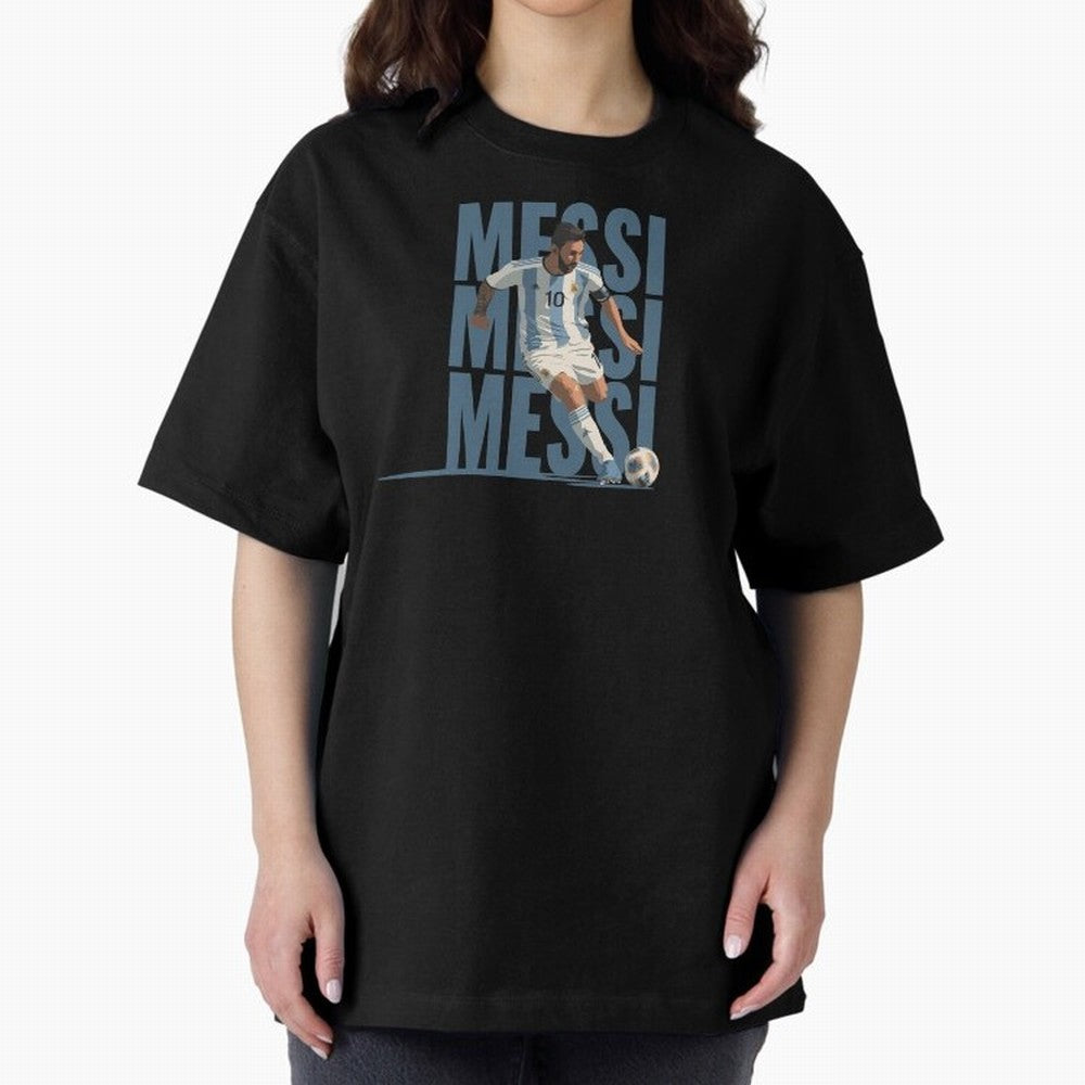 Messi in action Minimalist Graphic Oversized T-Shirt Bring World Football Passion into Match Day Hype around FIFA World Cup 2026 Group Stage, Haaland, France and Portugal, Champion Mindset, Group Stage Buzz, Knockout Tension and Passionate Fan