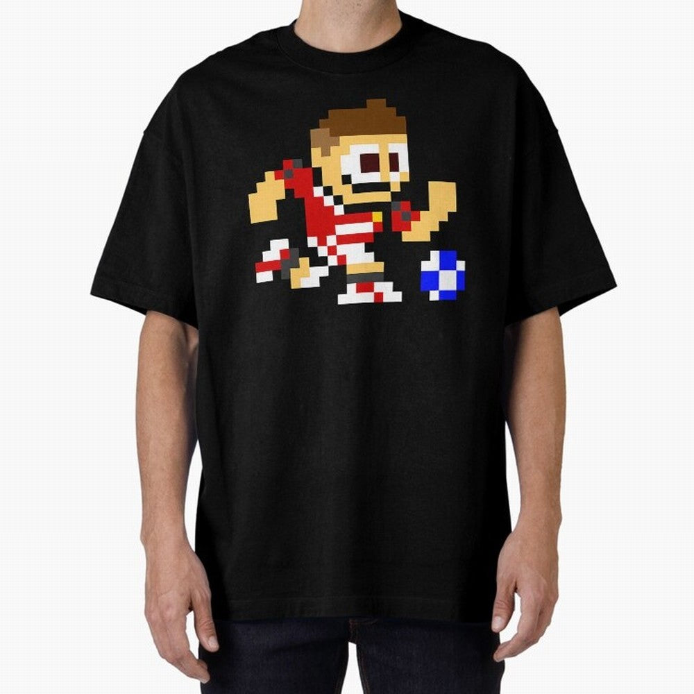 Ronaldo Manchester United (8-bit Football / Soccer Player) Oversized T-Shirt Bring Trophy Dreams to the FIFA World Cup 2026 Group Stage Journey through Mbappe and Neymar Highlights, Portugal, Spain and Germany Pride, Classic Soccer Heritage,