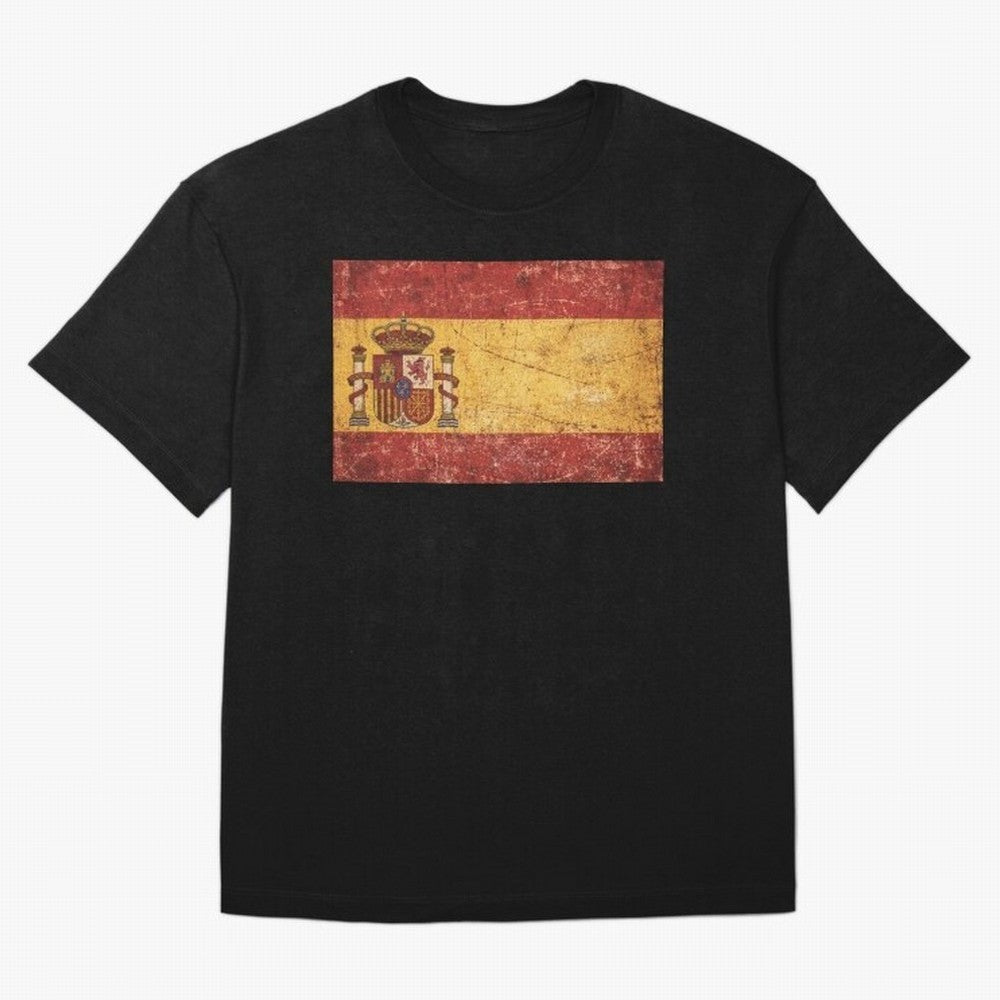 Vintage Distressed Spanish Flag Oversized T-Shirt Carry Global Football Passion for FIFA World Cup 2026, Built around CR7, Spain and Netherlands, Worldwide Fan Energy, Dramatic Goals, Stadium Lights and Championship Celebrations; Perfect for Fans,