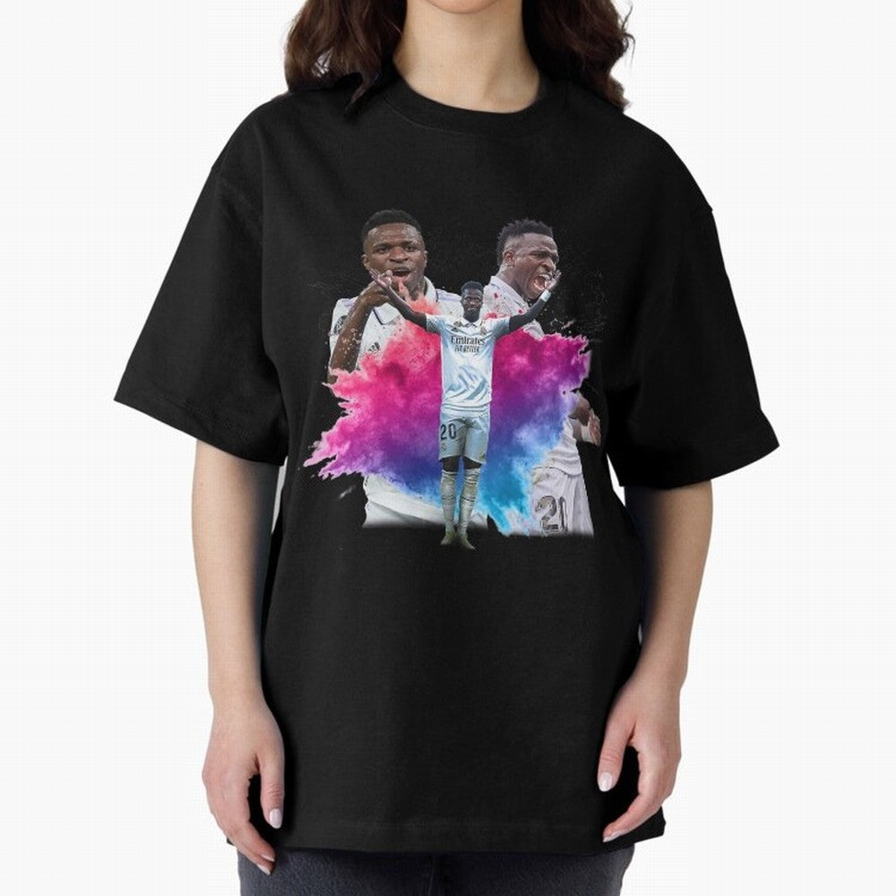 Fanart Vinicius Junior Merch Oversized T-Shirt Elevate FIFA World Cup 2026 for Fans of Messi and Spain, Bringing Tournament Hype, Historic Matchups, Family Viewing Parties and Global Sports Pride; Ideal for Fans Who Follow Messi, Cristiano Ronaldo,