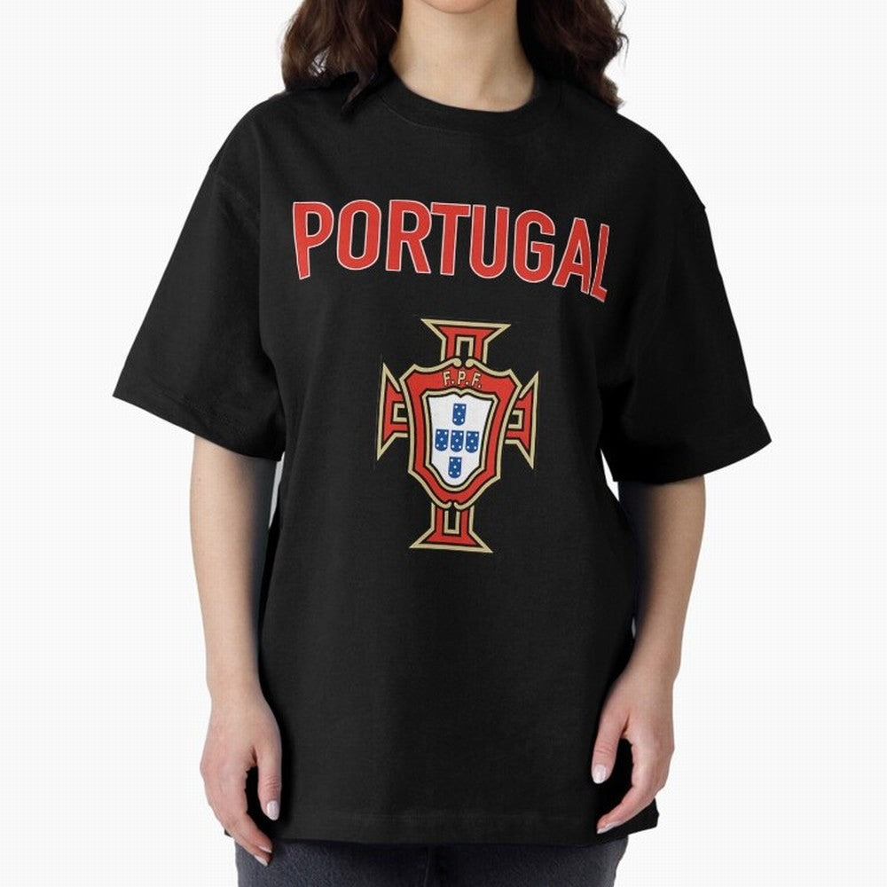 Portugal Oversized T-Shirt Follow the Road to FIFA World Cup 2026 USA Canada Mexico Capturing Messi, Neymar and Mbappe, Spain Energy, Championship Spirit, Famous Goals, Roaring Crowds and International Football Unity; Created for Match Day Parties,