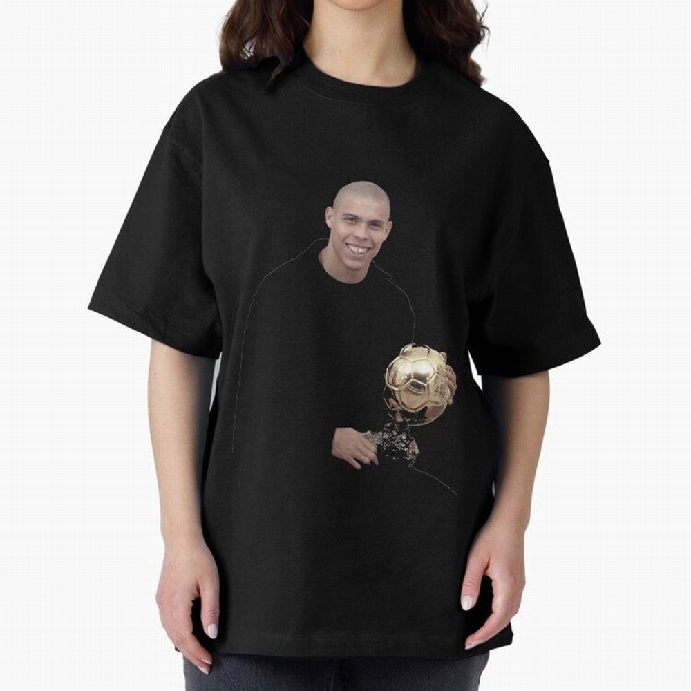 Ronaldo Iconic Ballon d¡¯Or Football Art Oversized T-Shirt Celebrate the Road through FIFA World Cup 2026 Group Stage Spirit, Driven by France, Messi, Fan Favorite Moments, National Team Passion, Big Match Drama and Soccer History; Perfect for