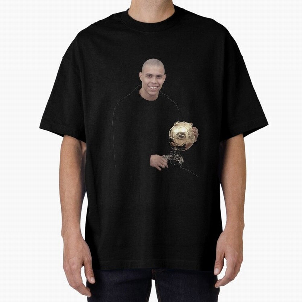 Ronaldo Iconic Ballon d¡¯Or Football Art Oversized T-Shirt Celebrate the Road through FIFA World Cup 2026 Group Stage Spirit, Driven by France, Messi, Fan Favorite Moments, National Team Passion, Big Match Drama and Soccer History; Perfect for