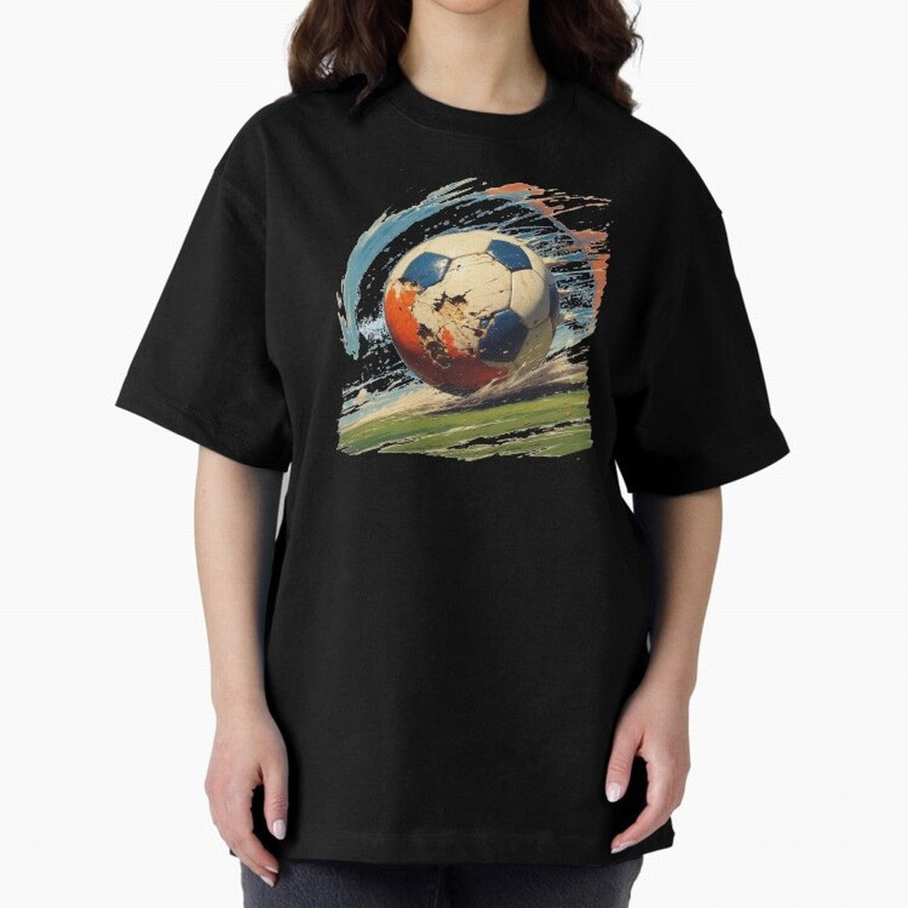 Soccer Ball in Fight Oversized T-Shirt Feel the Heartbeat of Match Day Hype around FIFA World Cup 2026, Messi, Neymar and Mbappe, Netherlands, Stadium Memories, Football Loyalty, International Chants and Championship Tradition; Ideal for Passionate