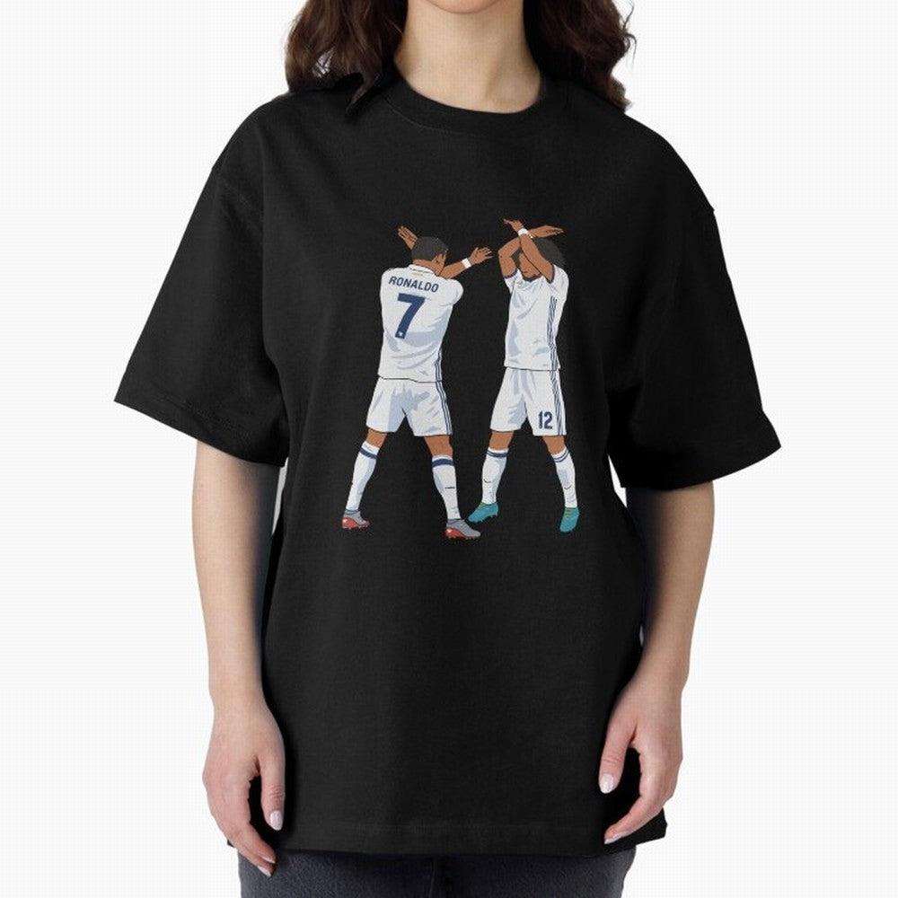 Ronaldo Madrid Celebration Duo Oversized T-Shirt Celebrate Rivalries and Pride in FIFA World Cup 2026 Group Stage Spirit, Centered on France, Messi, CR7 and Mbappe, Global Supporter Spirit, Legendary Goals, National Colors and Tournament