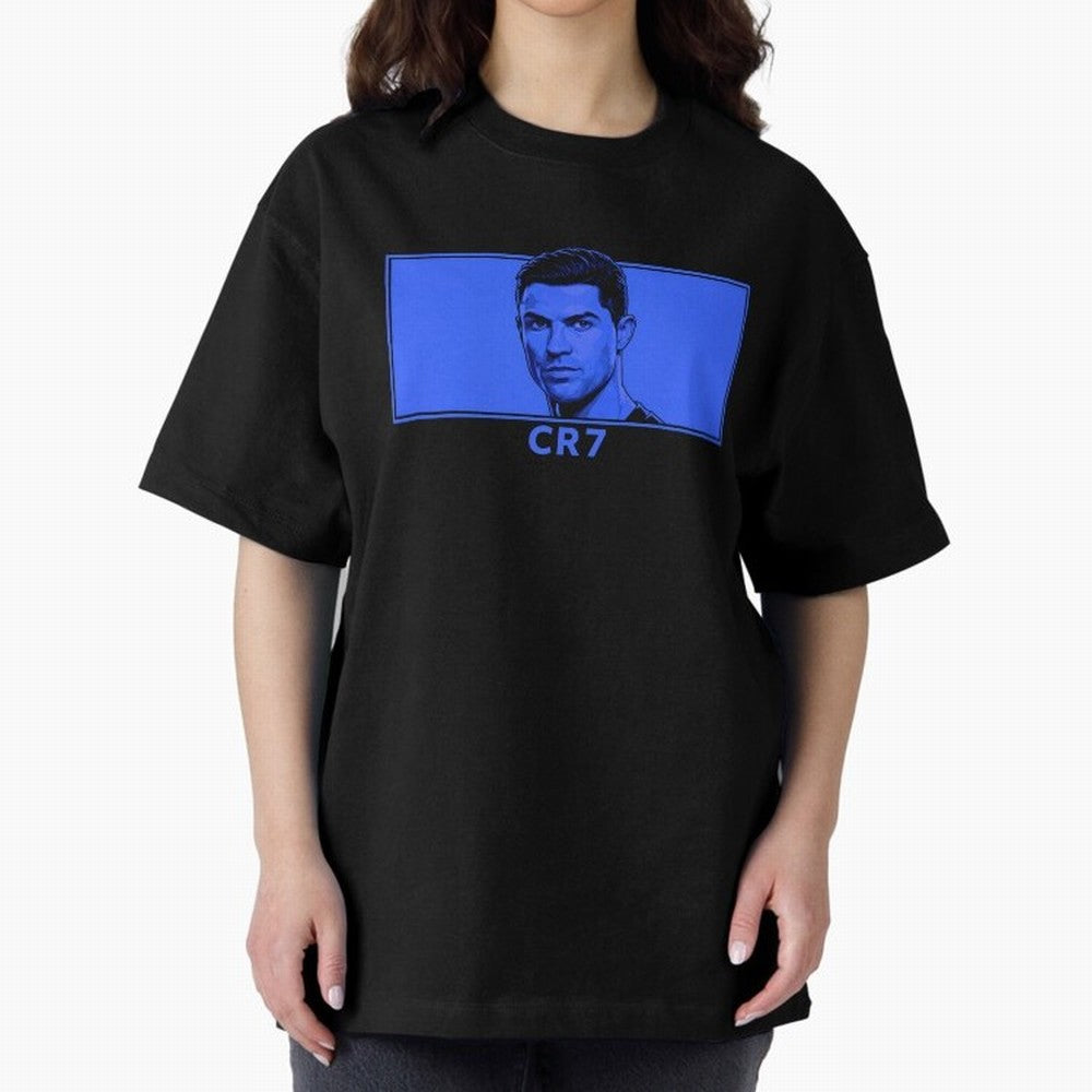 Ronaldo CR7 Blue Vector Portrait - Pop Comic Oversized T-Shirt Refresh FIFA World Cup 2026 USA Canada Mexico for Fans of CR7 and France and Portugal, Bringing Champion Mindset, Group Stage Buzz, Knockout Tension and Passionate Fan Culture; Ideal
