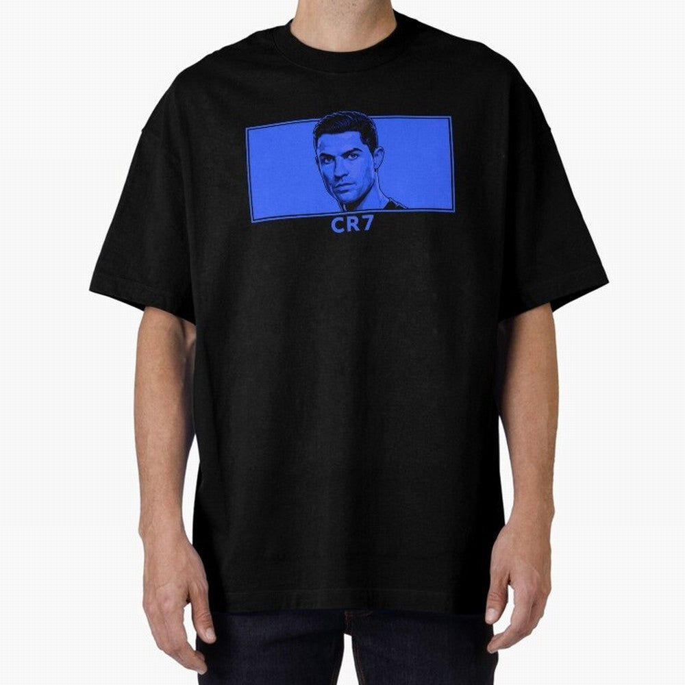 Ronaldo CR7 Blue Vector Portrait - Pop Comic Oversized T-Shirt Refresh FIFA World Cup 2026 USA Canada Mexico for Fans of CR7 and France and Portugal, Bringing Champion Mindset, Group Stage Buzz, Knockout Tension and Passionate Fan Culture; Ideal