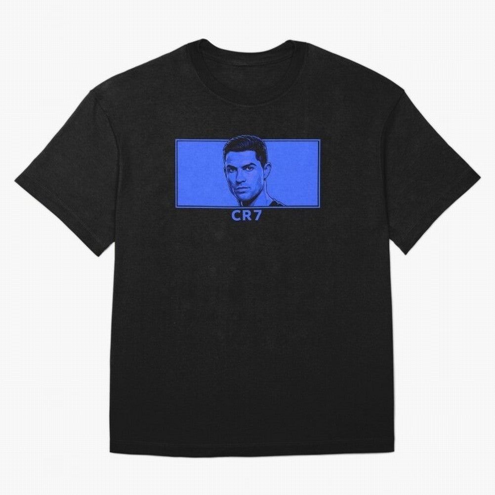 Ronaldo CR7 Blue Vector Portrait - Pop Comic Oversized T-Shirt Refresh FIFA World Cup 2026 USA Canada Mexico for Fans of CR7 and France and Portugal, Bringing Champion Mindset, Group Stage Buzz, Knockout Tension and Passionate Fan Culture; Ideal